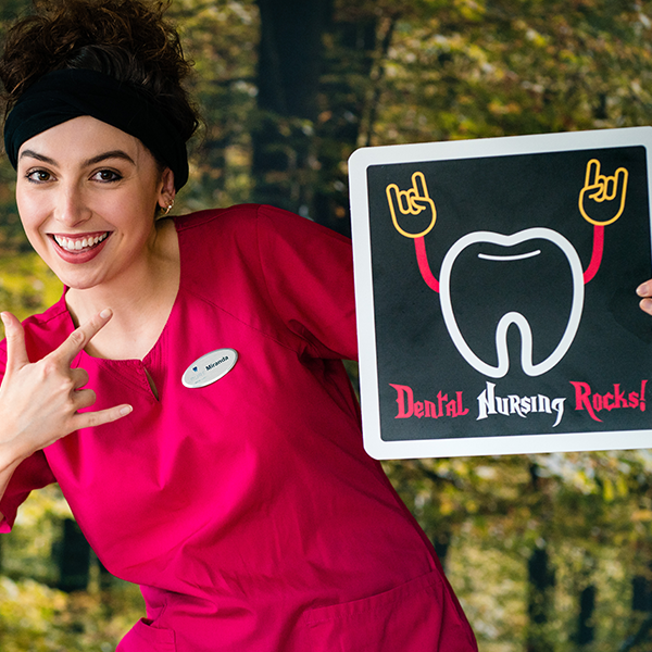 Dental Nurse with social sign